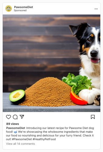teemuno example instagram post for dog food using canva